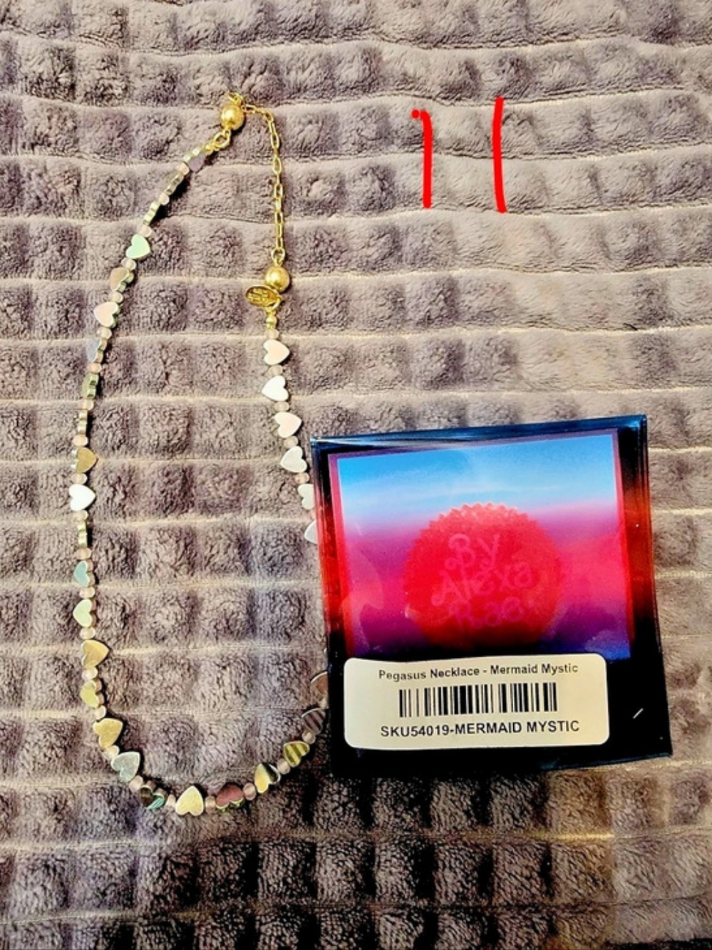 By Alexa Rae Pegasus Necklace - Mermaid Mystic Gray & White NWT